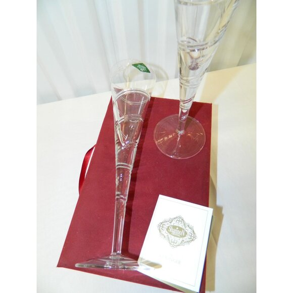 Shannon Crystal Godinger Champagne Flutes Set Of 2 In Red Satin-Lined Gift Box - Picture 6 of 14